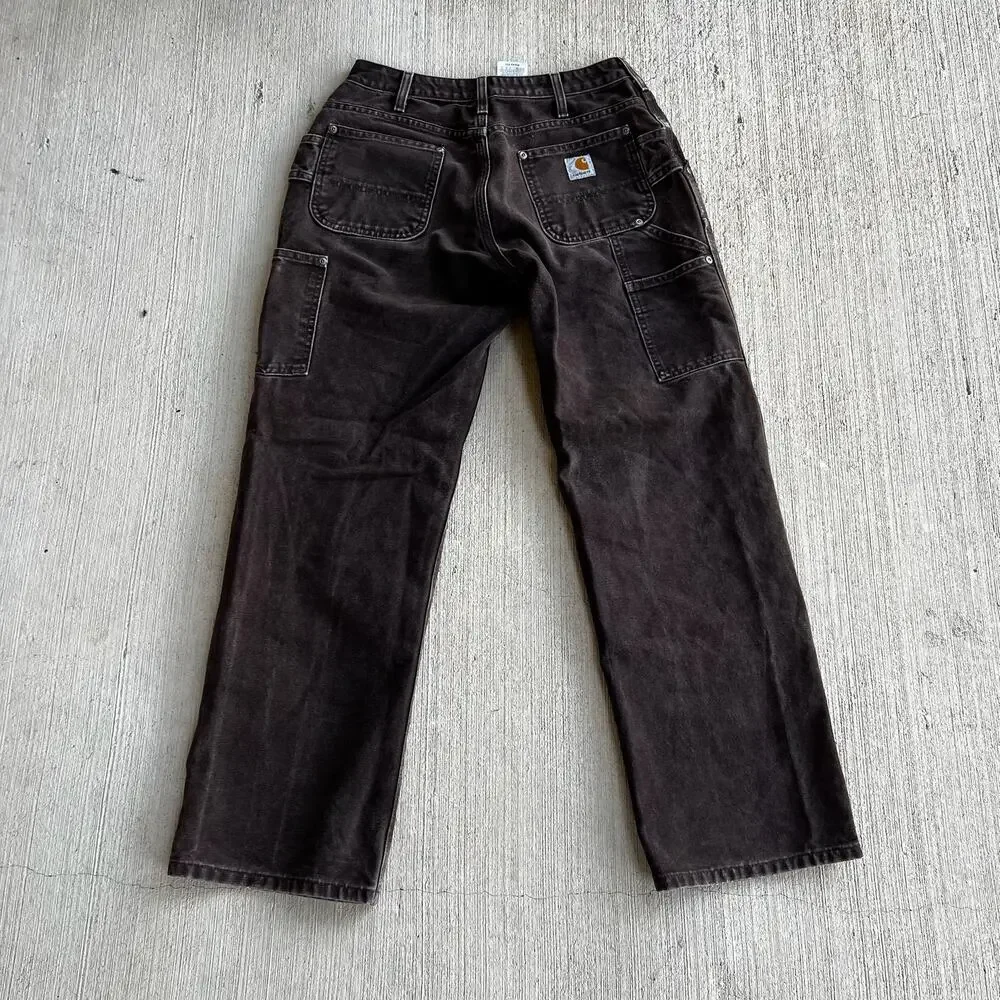 Carhartt WOMENS faded brown double knee work wear carpenter pants